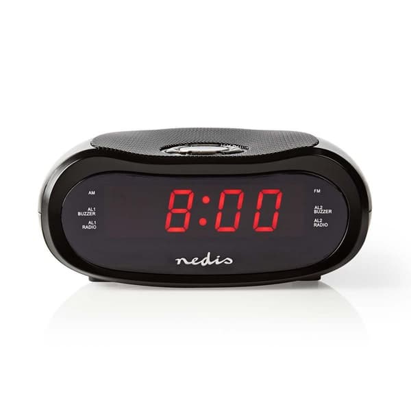 Digital Alarm Clock Radio | LED Vise | Tidsframskriving | AM / FM | slumrefunksjon | Sleep timer | Antall alarmer: 2 | Sort