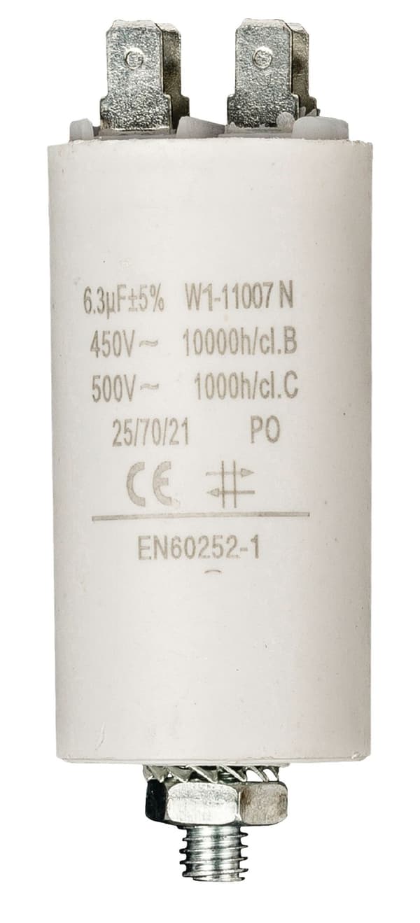 Kapacitor 450V + Earth 6.3uf / 450 v + Aarde
