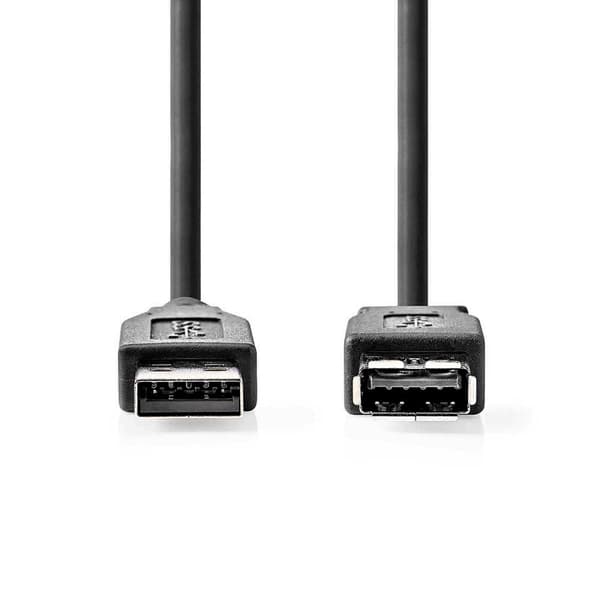 USB-kabel | USB 3.2 Gen 1 | USB-A Hane | USB-A Hona | 5 Gbps | Nickelplaterad | 2.00 m | Rund | PVC | Svart | Label