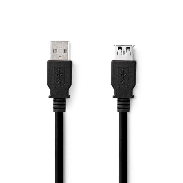 USB-kabel | USB 3.2 Gen 1 | USB-A Hane | USB-A Hona | 5 Gbps | Nickelplaterad | 2.00 m | Rund | PVC | Svart | Label