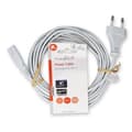 Miniatyrbillede 3 af 3: Strømkabel | Euro Mand | IEC-320-C7 | Lige | Lige | Nikkelplateret | 5.00 m | Fladt | PVC | Hvid | Label