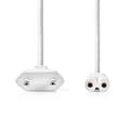 Miniatyrbillede 2 af 3: Strømkabel | Euro Mand | IEC-320-C7 | Lige | Lige | Nikkelplateret | 5.00 m | Fladt | PVC | Hvid | Label