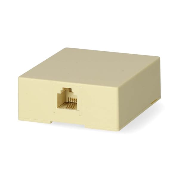 Telecom Wall Box | Tilslutnings Type: RJ11 | RJ11 Hunstik | RJ11 Hunstik | Lige | PVC | Elfenben