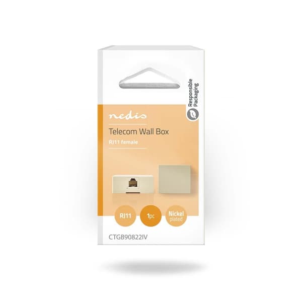 Telecom Wall Box | Tilslutnings Type: RJ11 | RJ11 Hunstik | RJ11 Hunstik | Lige | PVC | Elfenben