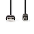 Miniatyrbilde 2 av 3: USB-kabel | USB 2.0 | USB-A Han | USB-B Han | 480 Mbps | Nikkel belagt | 3.00 m | Rund | PVC | Sort | Label