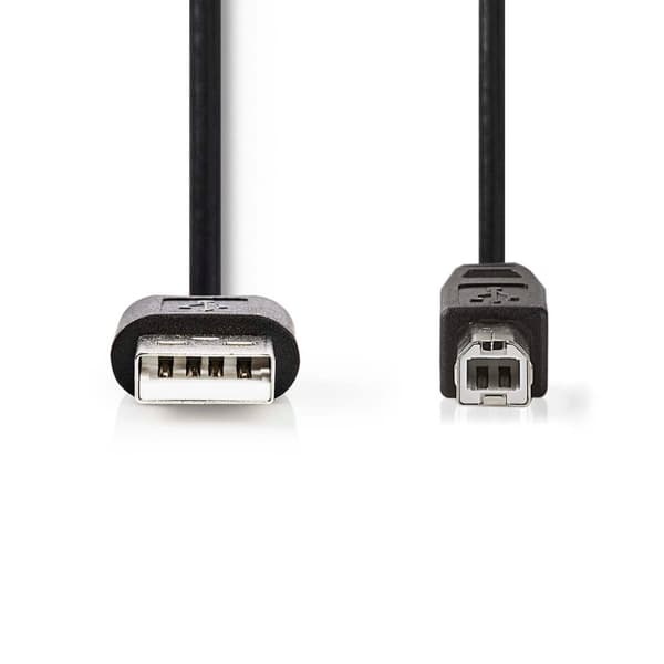 USB-kabel | USB 2.0 | USB-A Han | USB-B Han | 480 Mbps | Nikkel belagt | 3.00 m | Rund | PVC | Sort | Label