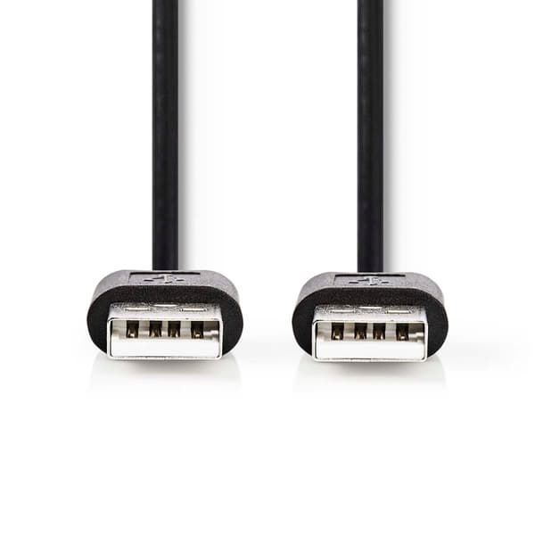 USB-kabel | USB 2.0 | USB-A Hane | USB-A Hane | 480 Mbps | Nickelplaterad | 2.00 m | Rund | PVC | Svart | Label
