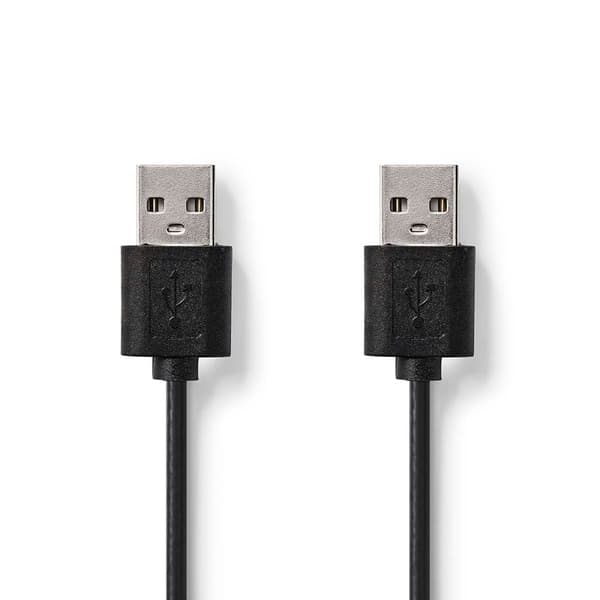 USB-kabel | USB 2.0 | USB-A Hane | USB-A Hane | 480 Mbps | Nickelplaterad | 2.00 m | Rund | PVC | Svart | Label