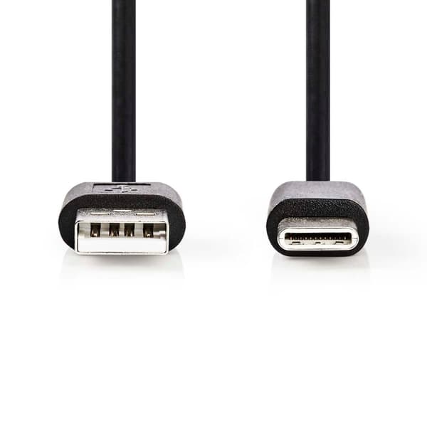 USB-kabel | USB 2.0 | USB-A Hane | USB-C™ Hane | 2.5 W | 480 Mbps | Nickelplaterad | 1.00 m | Rund | PVC | Svart | Label
