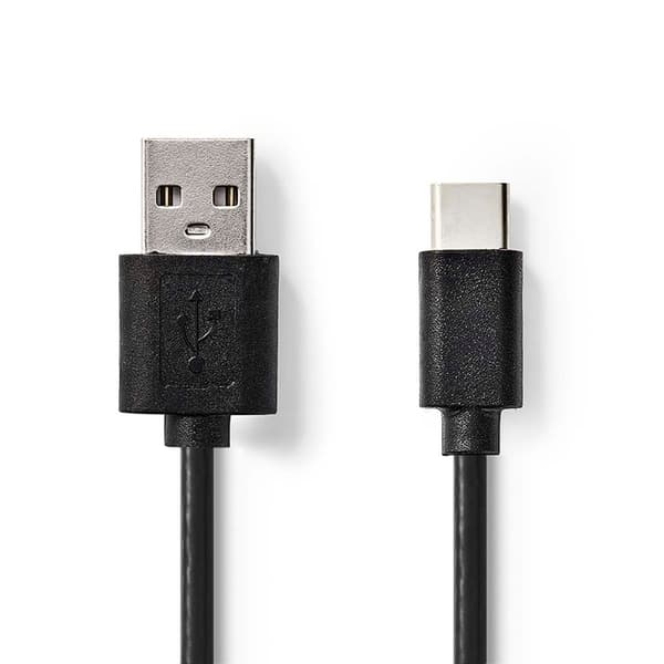 USB-kabel | USB 2.0 | USB-A Hane | USB-C™ Hane | 2.5 W | 480 Mbps | Nickelplaterad | 1.00 m | Rund | PVC | Svart | Label