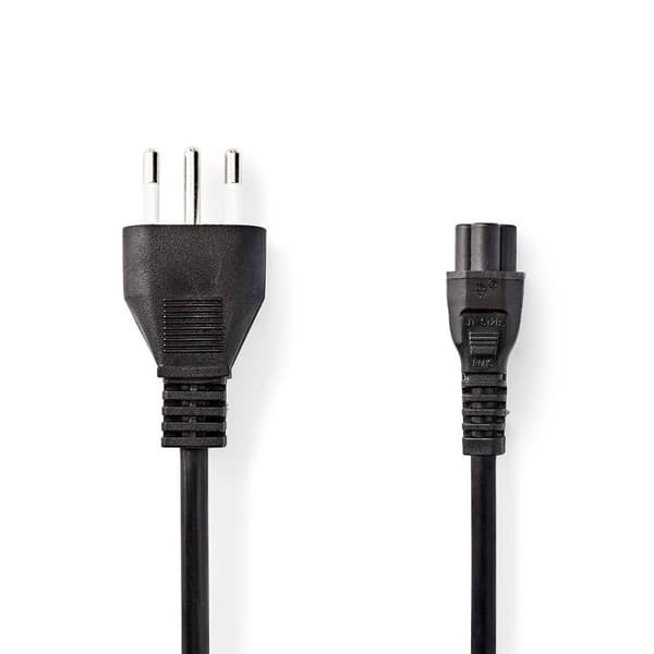 Strömkabel | Italien Hane | IEC-320-C5 | Rak | Rak | Nickelplaterad | 2.00 m | Rund | PVC | Svart | Label