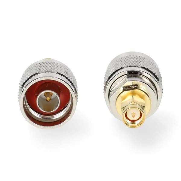 SMA adapter | SMA Han | N Han | Guldplateret | 50 Ohm | Lige | Kobber | Guld / Sølv | 2 stk. | Box