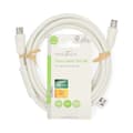 Miniatyrbillede 3 af 3: Coax Cable | IEC (Coax) Han | IEC (Coax) Hun | Nikkelplateret | 120 dB | 75 Ohm | Quad Skærmet | 2.00 m | Runde | PVC | Hvid | Label