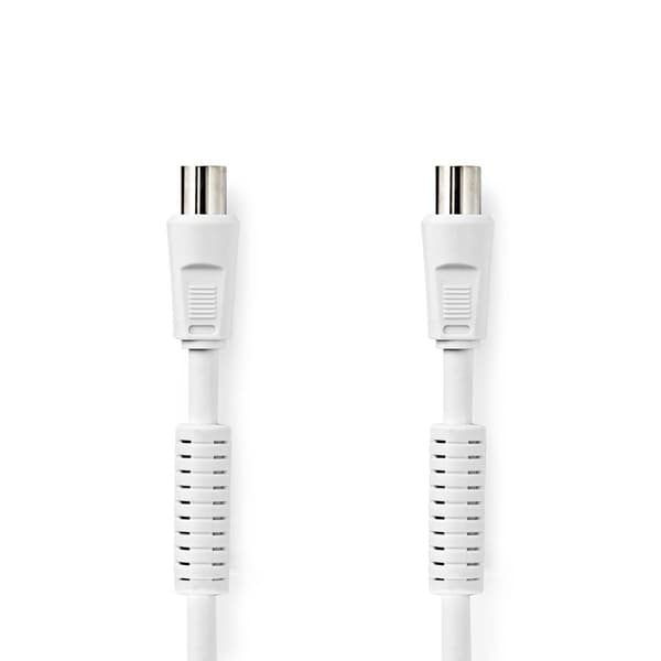 Coax Cable | IEC (Coax) Han | IEC (Coax) Hun | Nikkelplateret | 120 dB | 75 Ohm | Quad Skærmet | 2.00 m | Runde | PVC | Hvid | Label