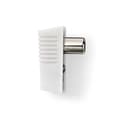 Miniatyrbillede 4 af 6: IEC (Coax) Stik | Vinklet | Han | Nikkelplateret | 75 Ohm | Skru | Kabeldiameter: 7.0 mm | Metal / PVC | Hvid | 2 stk. | Box