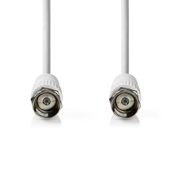 Satellite & Antenn kabel | F Hane | F Hane | Nickelplaterad | 75 Ohm | Dubbelskärmad | 10.0 m | Rund | PVC | Vit | Låda