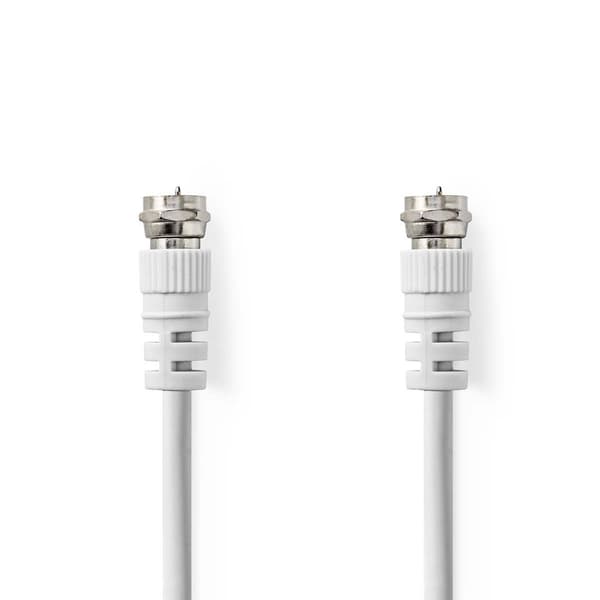 Satellite & Antenn kabel | F Hane | F Hane | Nickelplaterad | 75 Ohm | Dubbelskärmad | 10.0 m | Rund | PVC | Vit | Låda