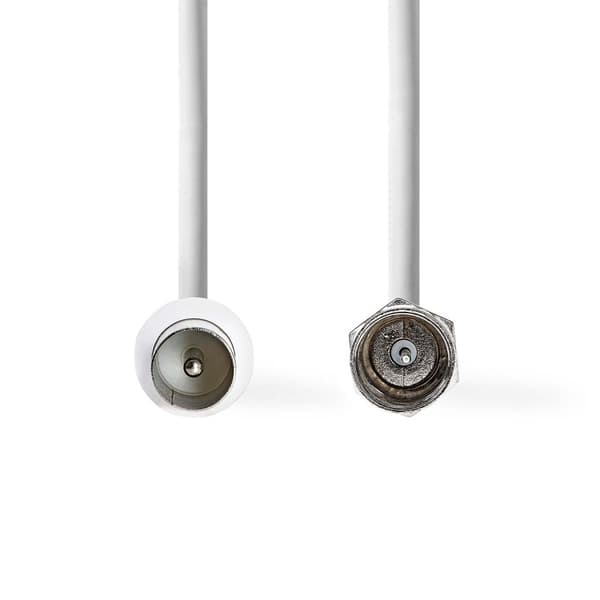 Satellite & Antennekabel | F Han | IEC (Coax) Han | Nikkel belagt | 75 Ohm | Dobbelt skjermet | 1.50 m | Rund | PVC | Hvit | Label