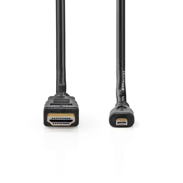 High Speed ​​HDMI ™ kabel med Ethernet | HDMI™ Stik | HDMI™ Micro-stik | 4K@30Hz | 10.2 Gbps | 1.50 m | Runde | PVC | Sort | Label