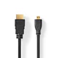Miniatyrbillede 1 af 3: High Speed ​​HDMI ™ kabel med Ethernet | HDMI™ Stik | HDMI™ Micro-stik | 4K@30Hz | 10.2 Gbps | 1.50 m | Runde | PVC | Sort | Label