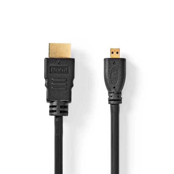 High Speed ​​HDMI ™ kabel med Ethernet | HDMI™ Stik | HDMI™ Micro-stik | 4K@30Hz | 10.2 Gbps | 1.50 m | Runde | PVC | Sort | Label