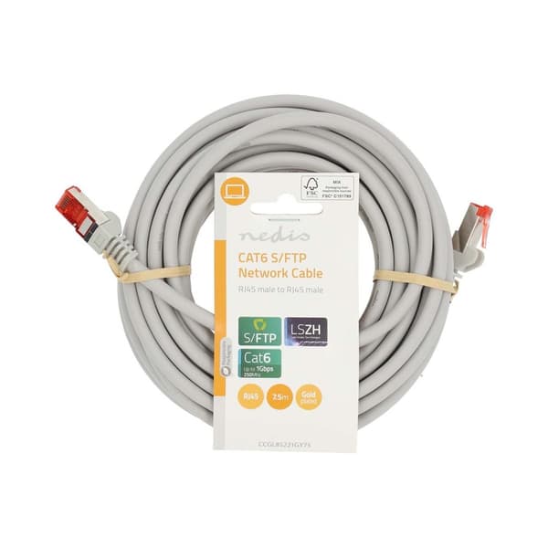 CAT6 Nettverkskabel | RJ45 Han | RJ45 Han | S/FTP | 7.50 m | Rund | LSZH | Grå | Label