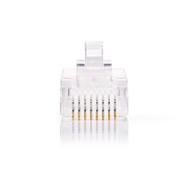 RJ45-kontakt | Hane | Strandad UTP CAT5 | Rak | Guldplaterad | 10 st. | PVC | Transparent | Låda