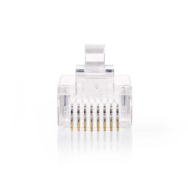 RJ45-stik | RJ45 Pass Through | Solid UTP CAT5 | Lige | Guldplateret | 10 stk. | PVC | Gennemsigtig | Box