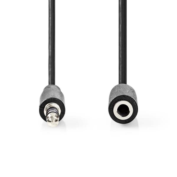 Stereo Audio kabel | 3.5 mm Hanstik | 3.5 mm Hunstik | Nikkelplateret | 5.00 m | Runde | Sort | Label