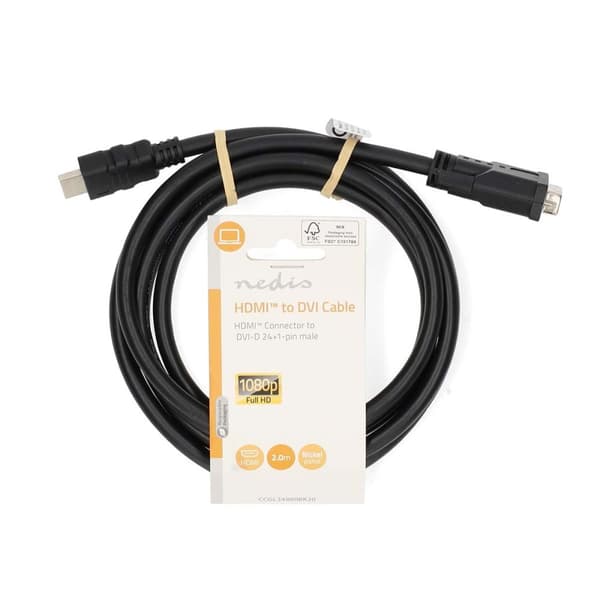 HDMI™ -kaapeli | HDMI™ liitin | DVI-D 24+1-Pin Uros | 1080p | Niklattu | 2.00 m | Suora | PVC | Musta | Label