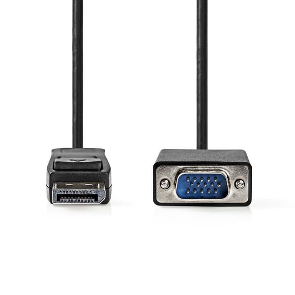 VGA-kabel | DisplayPort Han | VGA Han | Nikkelplateret | Maksimal opløsning: 1080p | 2.00 m | Runde | PVC | Sort | Label