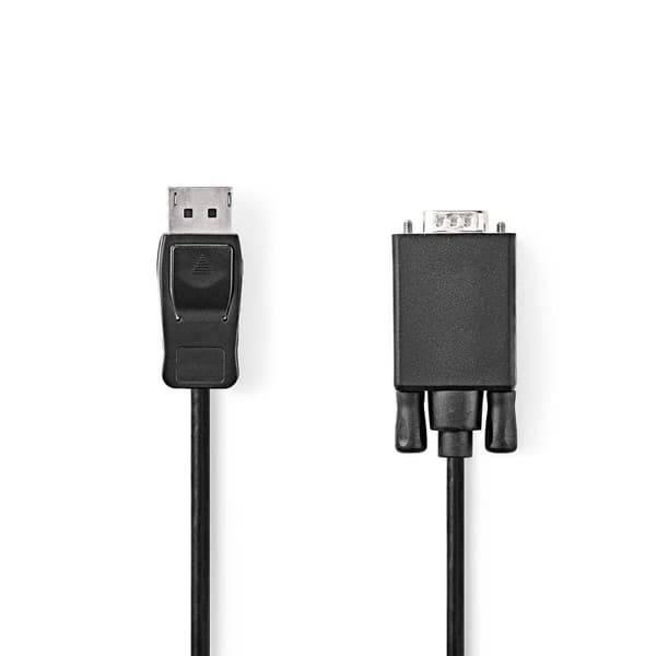 VGA-kabel | DisplayPort Han | VGA Han | Nikkelplateret | Maksimal opløsning: 1080p | 2.00 m | Runde | PVC | Sort | Label