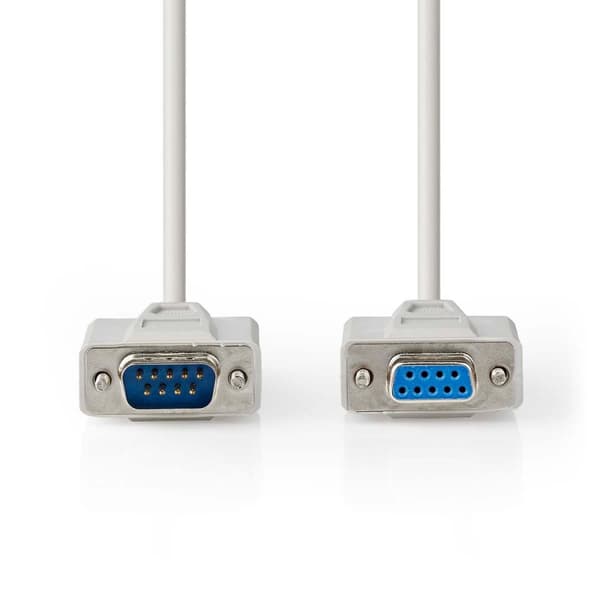 Seriel kabel | D-SUB 9-Pin han | D-SUB 9-Pin hun | Nikkelplateret | 3.00 m | Runde | PVC | Elfenben | Label