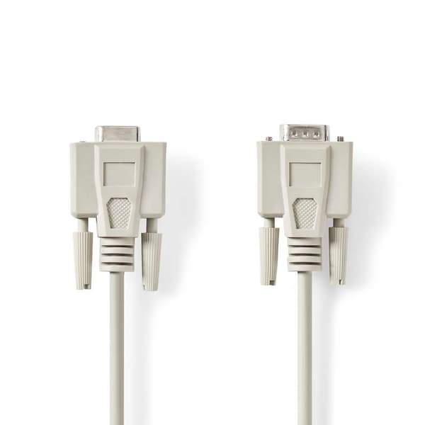 Seriel kabel | D-SUB 9-Pin han | D-SUB 9-Pin hun | Nikkelplateret | 3.00 m | Runde | PVC | Elfenben | Label