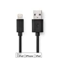 Miniatyrbild 3 av 4: Lightning Kabel | USB 2.0 | Apple Lightning, 8-stifts | USB-A Hane | 480 Mbps | Nickelplaterad | 2.00 m | Rund | PVC | Svart | Label