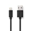Miniatyrbild 1 av 4: Lightning Kabel | USB 2.0 | Apple Lightning, 8-stifts | USB-A Hane | 480 Mbps | Nickelplaterad | 2.00 m | Rund | PVC | Svart | Label