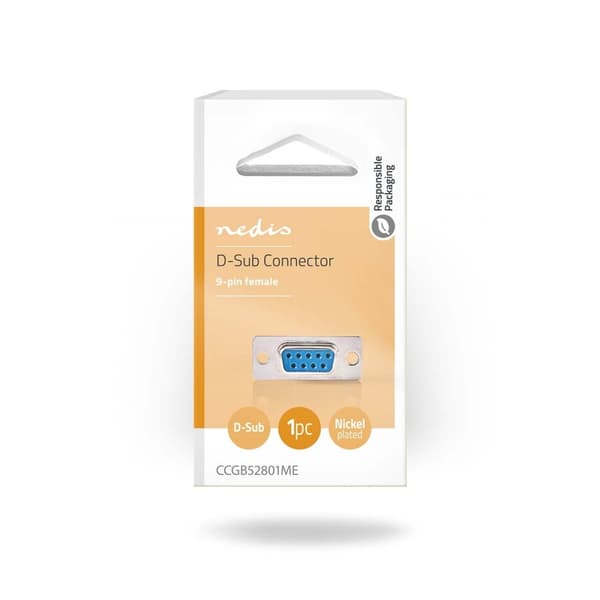 D-Sub chassimontering | D-SUB 9-Pin Hona | Silver | Låda