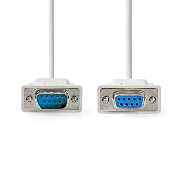 Seriel kabel | D-SUB 9-Pin han | D-SUB 9-Pin hun | Nikkelplateret | 2.00 m | Runde | PVC | Elfenben | Label