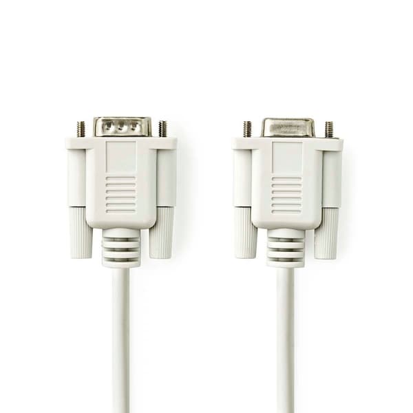 Seriel kabel | D-SUB 9-Pin han | D-SUB 9-Pin hun | Nikkelplateret | 2.00 m | Runde | PVC | Elfenben | Label
