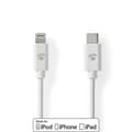 Miniatyrbillede 3 af 4: Lightning Kabel | USB 2.0 | Apple Lightning 8-pin | USB-C™ Han | 480 Mbps | Nikkelplateret | 1.00 m | Runde | PVC | Hvid | Label