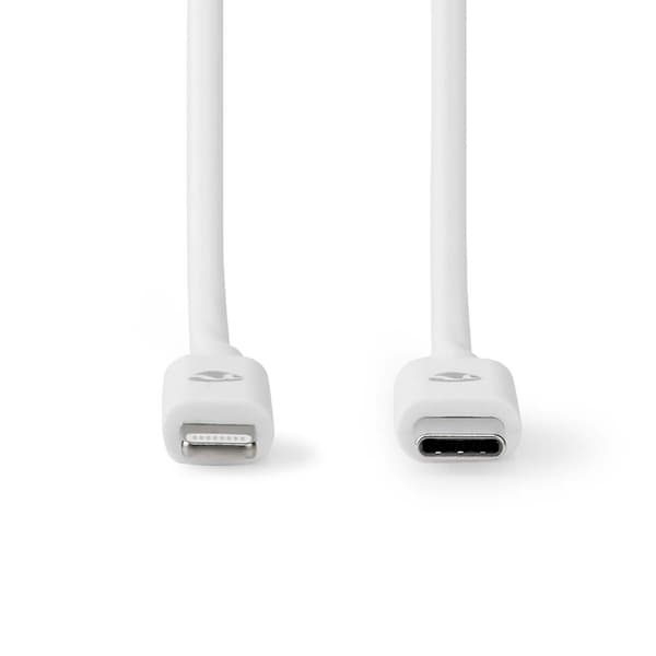 Lightning Kabel | USB 2.0 | Apple Lightning 8-pin | USB-C™ Han | 480 Mbps | Nikkelplateret | 1.00 m | Runde | PVC | Hvid | Label
