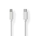 Miniatyrbillede 1 af 4: Lightning Kabel | USB 2.0 | Apple Lightning 8-pin | USB-C™ Han | 480 Mbps | Nikkelplateret | 1.00 m | Runde | PVC | Hvid | Label