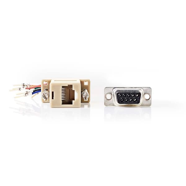 Seriel adapter | Adapter | D-SUB 9-Pin han | RJ45 Hun | Nikkelplateret | Elfenben | Box