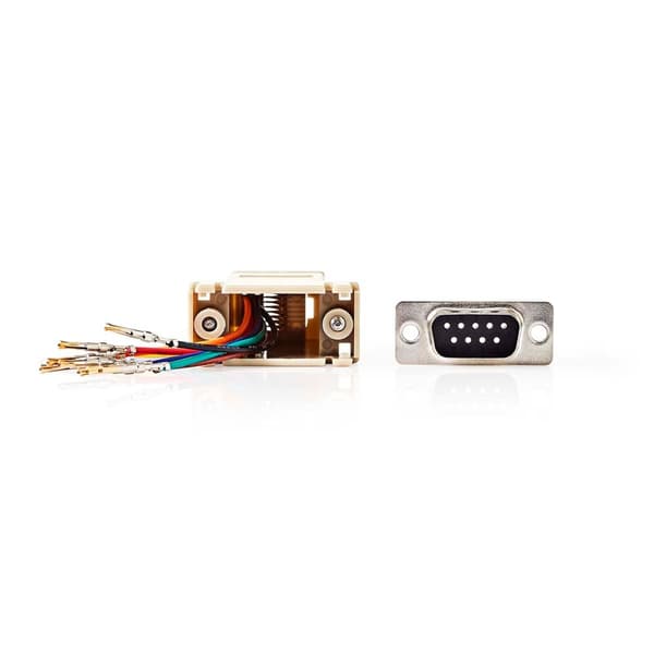 Serial adapter | Adapter | D-SUB 9-Pin Hona | RJ45 Hona | Nickelplaterad | Elfenben | Låda