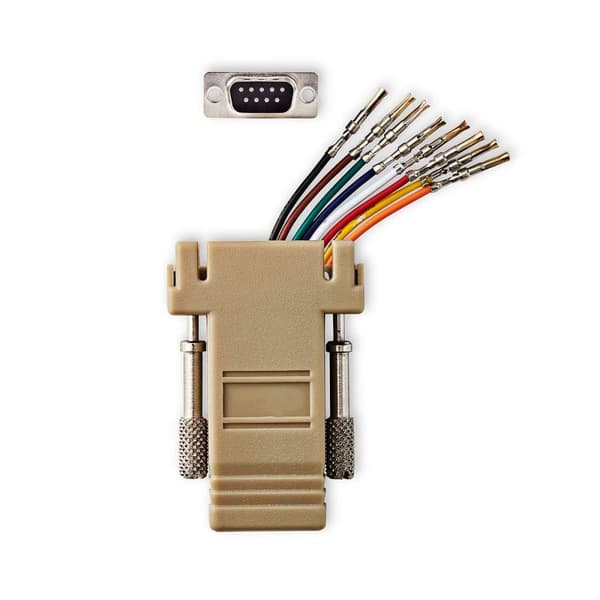 Serial adapter | Adapter | D-SUB 9-Pin Hona | RJ45 Hona | Nickelplaterad | Elfenben | Låda