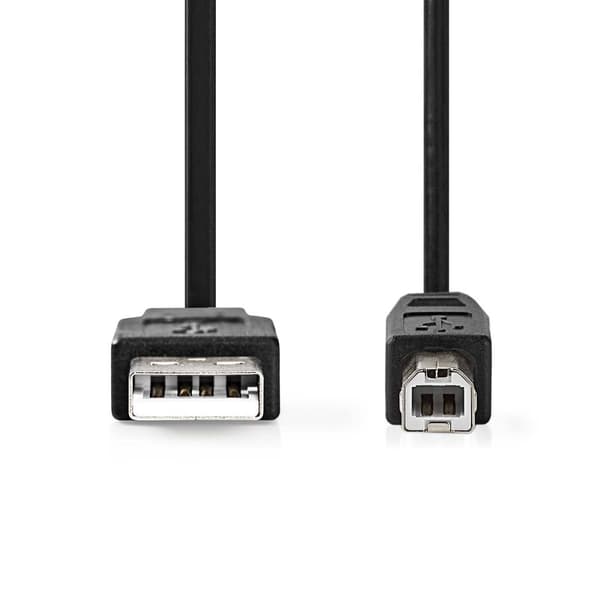 USB kaapeli | USB 2.0 | USB-A Uros | USB-B Uros | 10 W | 480 Mbps | Niklattu | 5.00 m | Pyöreä | PVC | Musta | Label