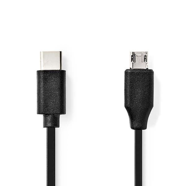 USB kaapeli | USB 2.0 | USB-C™ Uros | USB Micro-B Uros | 60 W | 480 Mbps | Niklattu | 1.00 m | Pyöreä | PVC | Musta | Label