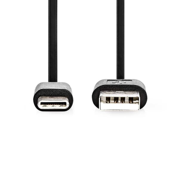 USB-kabel | USB 2.0 | USB-A Hane | USB-C™ Hane | 15 W | 480 Mbps | Nickelplaterad | 1.00 m | Rund | PVC | Svart | Label