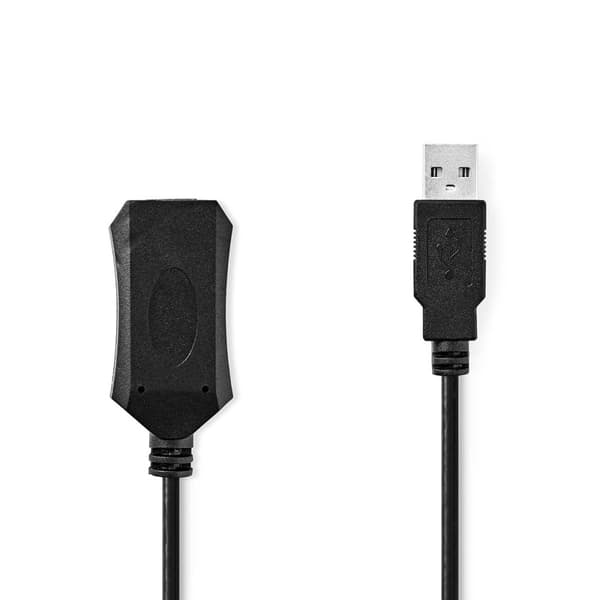 Aktiv USB-kabel | USB 2.0 | USB-A Han | USB-A Hun | 480 Mbps | 5.00 m | Rund | Nikkel belagt | PVC | Kobber | Label