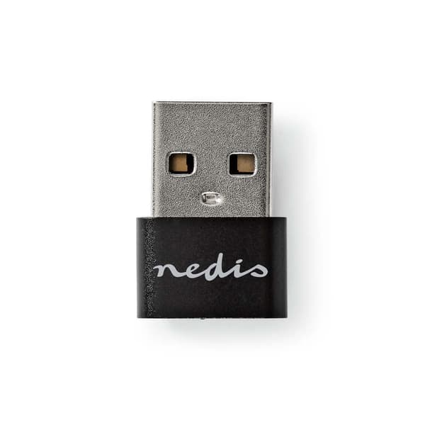 USB-A Adapter | USB 2.0 | USB-A Han | USB-C™ Hun | 480 Mbps | Runde | Nikkelplateret | Sort | Box